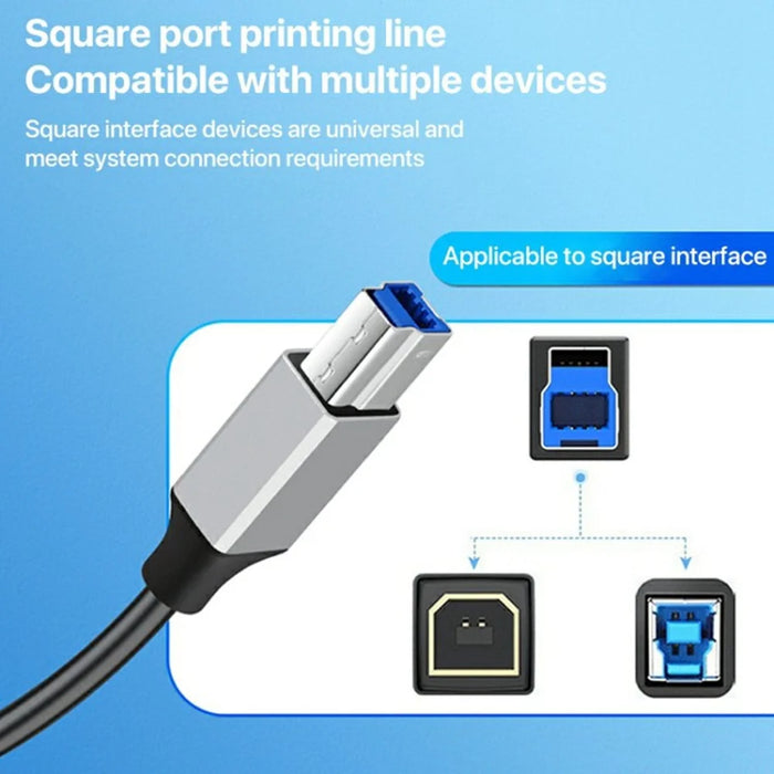 0.3m Plug and Play USB-A 3.0 to USB-B Square Port Male to Male Data Cable for Printer - 4