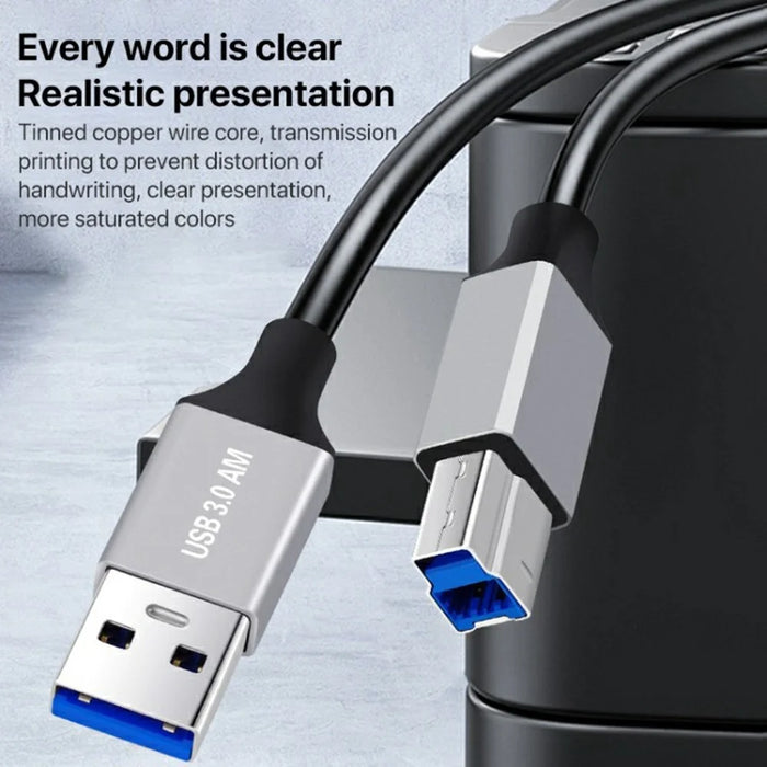 0.3m Plug and Play USB-A 3.0 to USB-B Square Port Male to Male Data Cable for Printer - 6