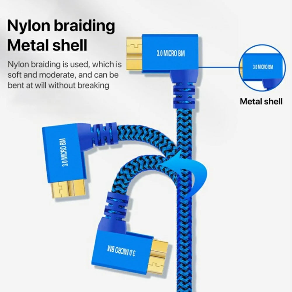 1m USB-A 3.0 to Micro B 3.0 Male to Male High-Speed Transmission Mobile Hard Disk Data Cable - 2