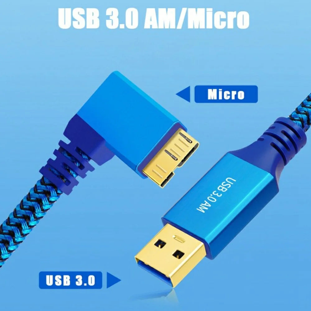 1m USB-A 3.0 to Micro B 3.0 Male to Male High-Speed Transmission Mobile Hard Disk Data Cable - 4