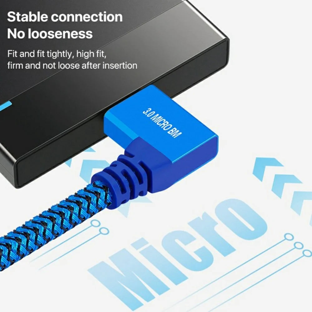 1m USB-A 3.0 to Micro B 3.0 Male to Male High-Speed Transmission Mobile Hard Disk Data Cable - 5