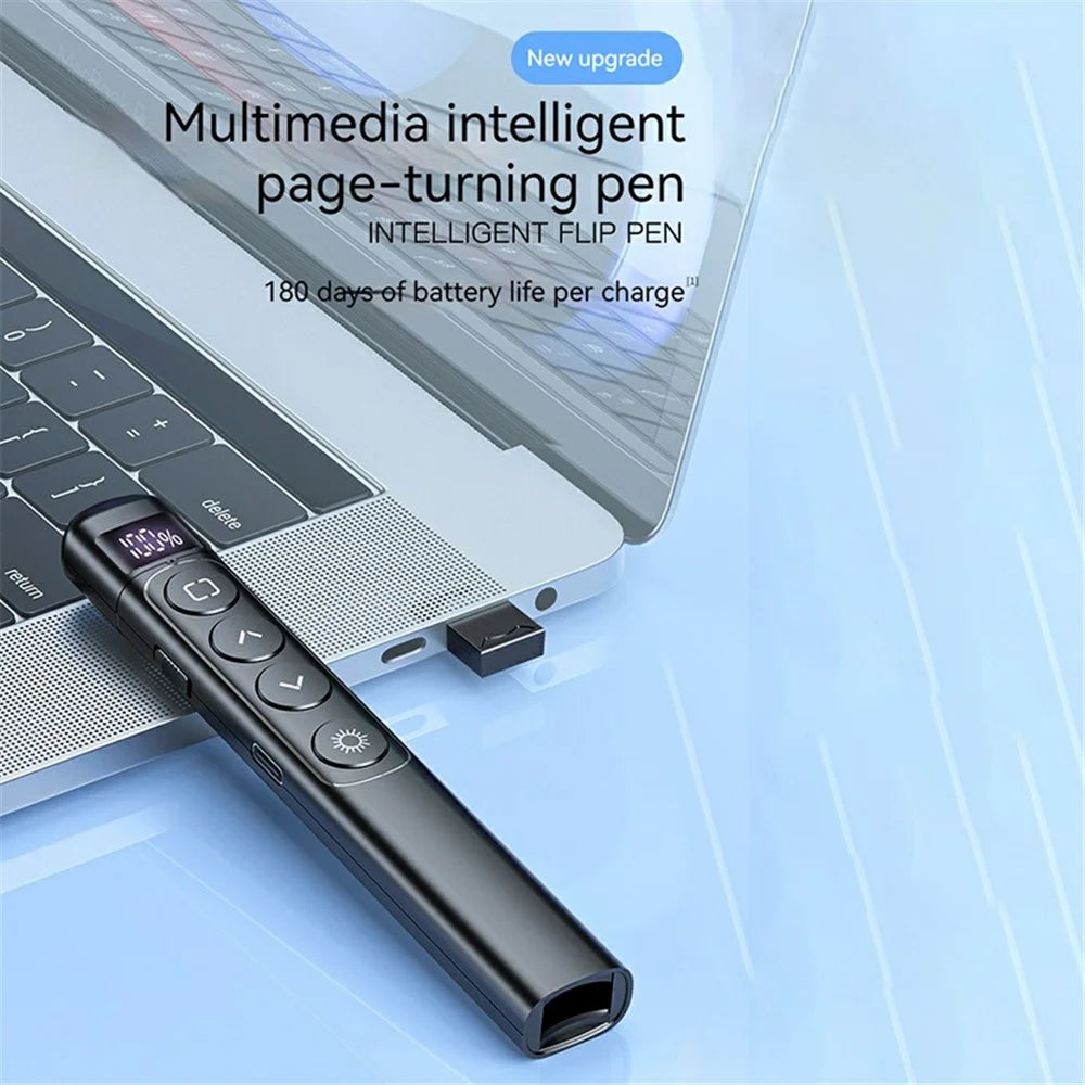 S7 Wireless PPT Remote Laser Pointer Powerpoint Office Presentation Page Turning Clicker - Black - 3