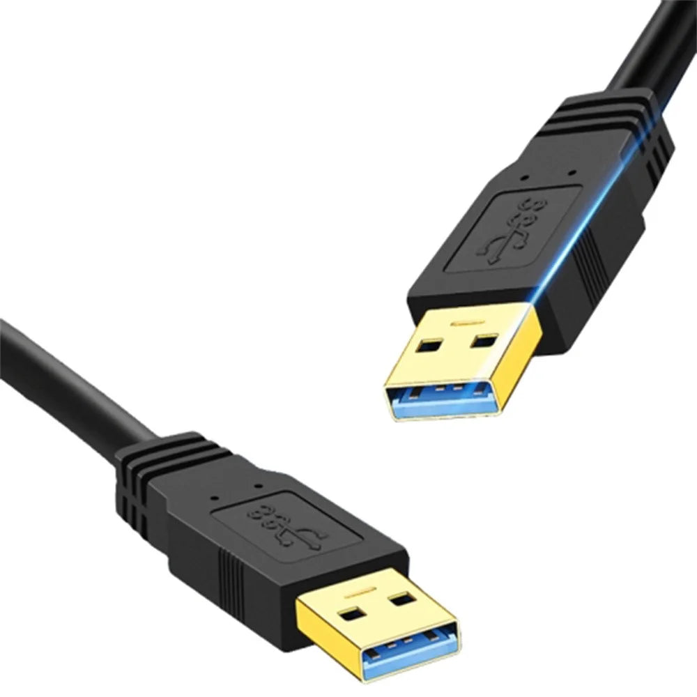 1m USB 3.0 Male to Male Mobile Hard Drive Box Data Cable Laptop Radiator Extension Cord, Black - 1