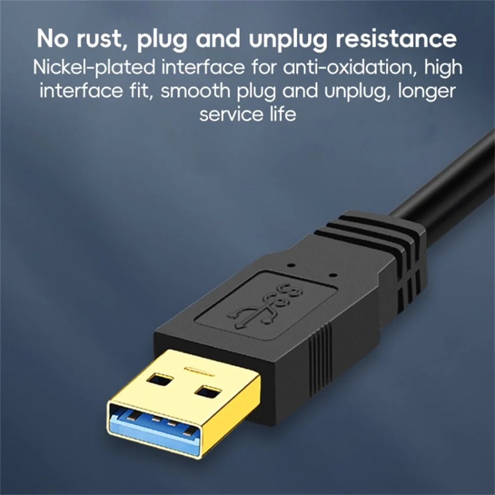 0.6m USB 3.0 Male to Male Mobile Hard Drive Box Data Cable Laptop Radiator Extension Cord, Black - 3