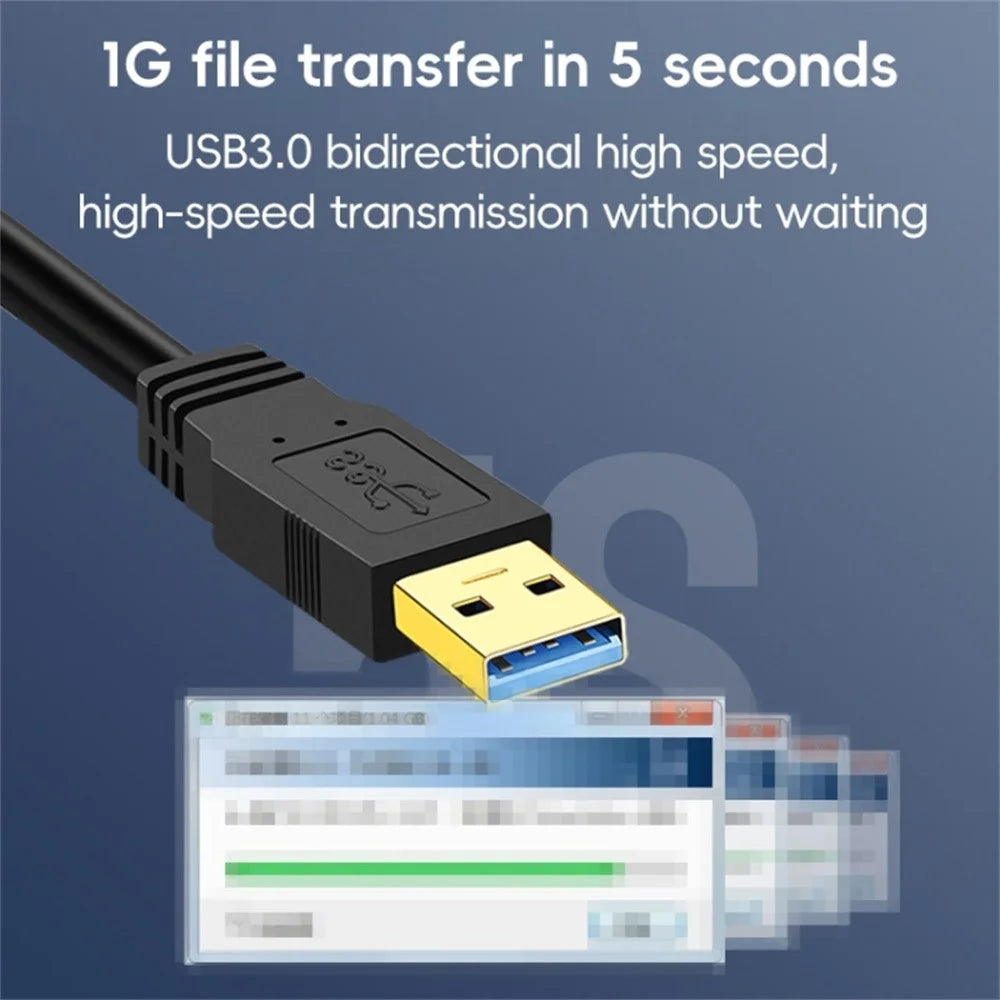 0.6m USB 3.0 Male to Male Mobile Hard Drive Box Data Cable Laptop Radiator Extension Cord, Black - 4