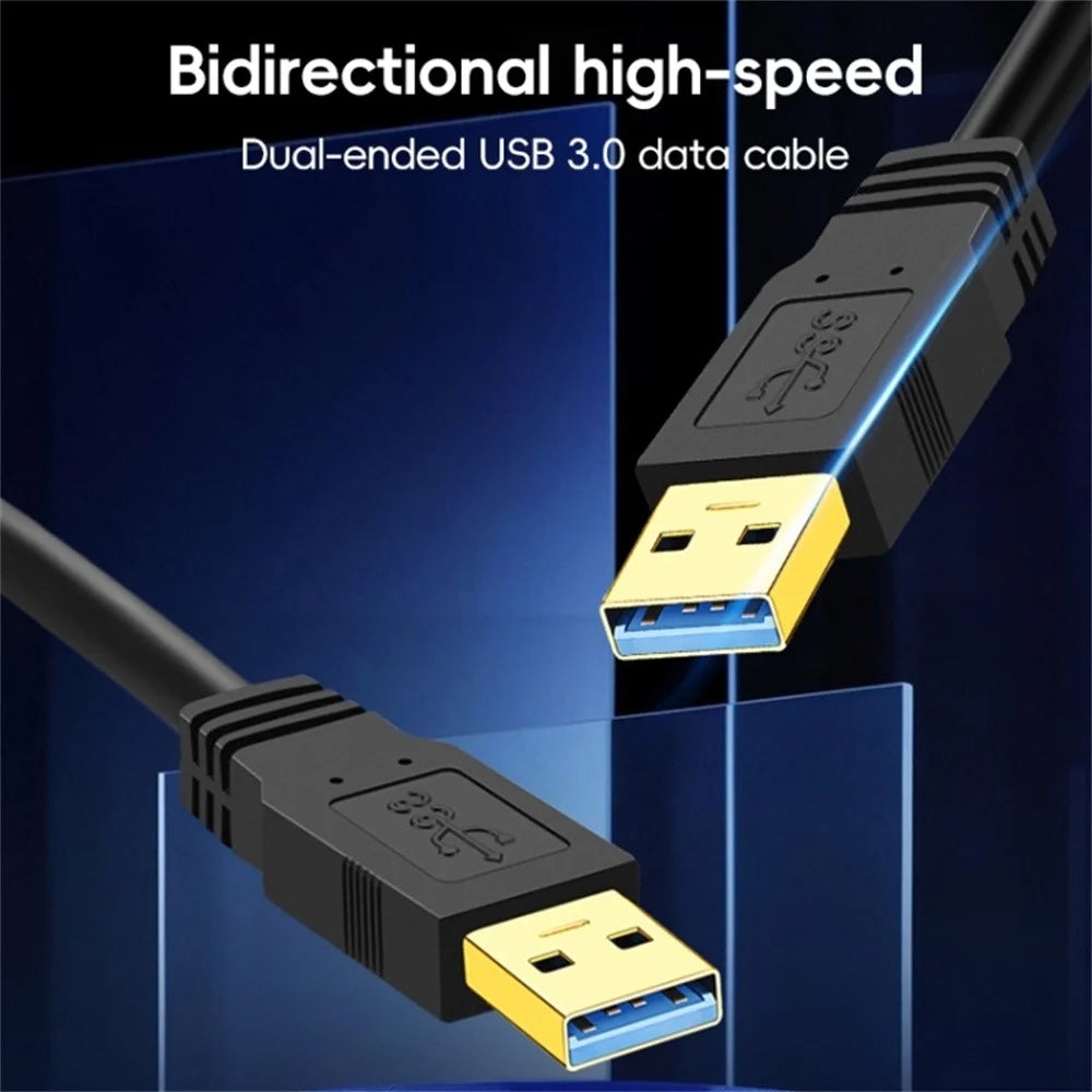 0.6m USB 3.0 Male to Male Mobile Hard Drive Box Data Cable Laptop Radiator Extension Cord, Black - 7