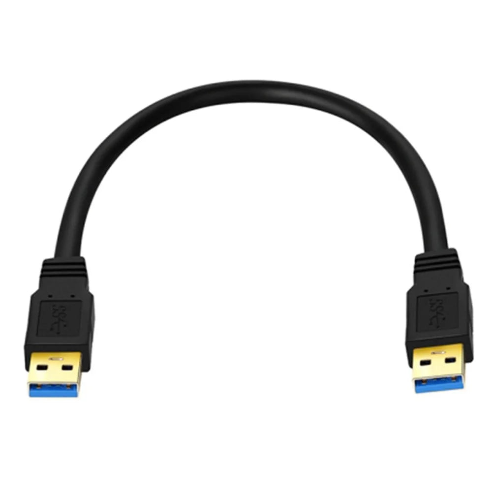 0.3m USB 3.0 Male to Male Mobile Hard Drive Box Data Cable Laptop Radiator Extension Cord, Black - 1