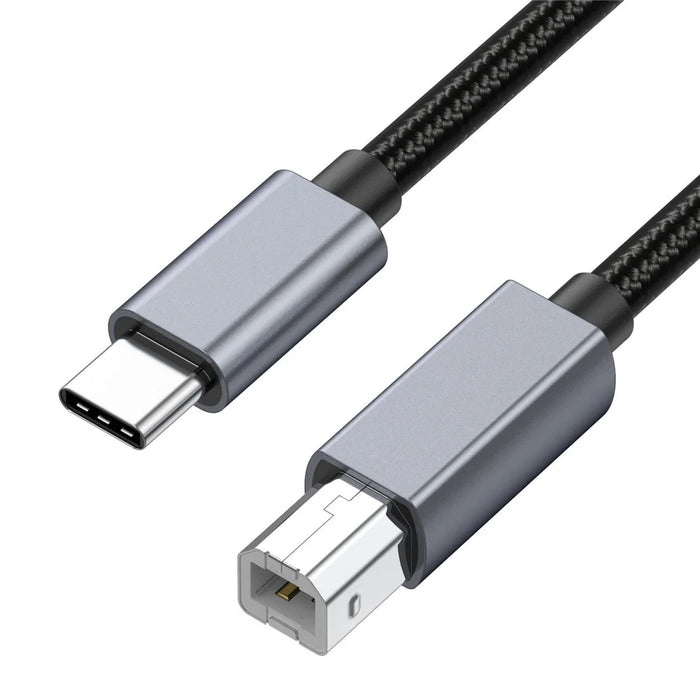 1.8m USB B to USB C Printer Cable Nylon Cord Compatible with MIDI Keyboard DAC DJ Controller - 2