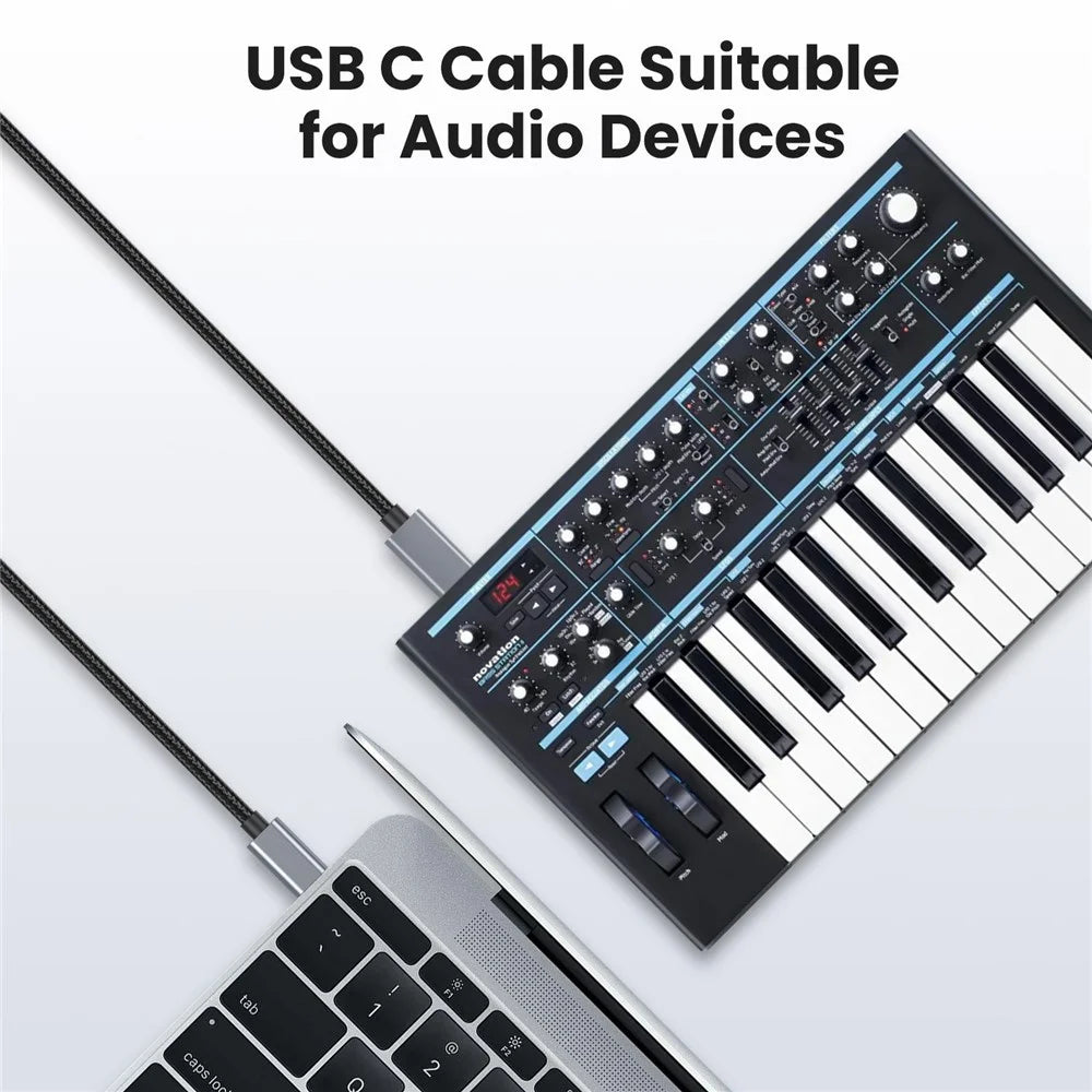 3m USB B to USB C Printer Cable Nylon Cord Compatible with MIDI Keyboard DAC DJ Controller - 3