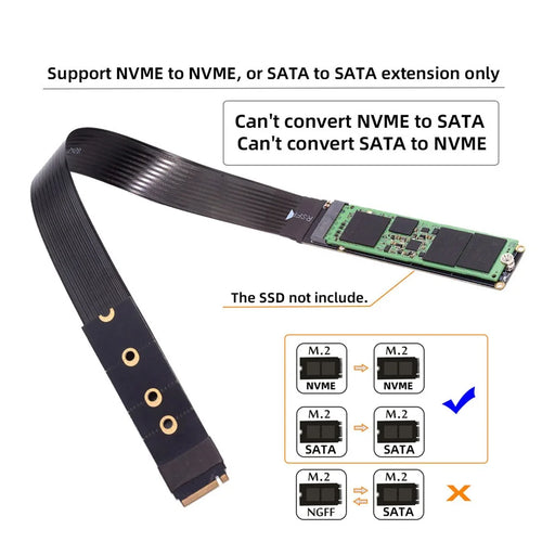 EP-050-BK NGFF M-Key NVME Male to Female Extension PCI Express Cable 30cm PCI-E 4.0 for Mainboard SSD 2280 - 2