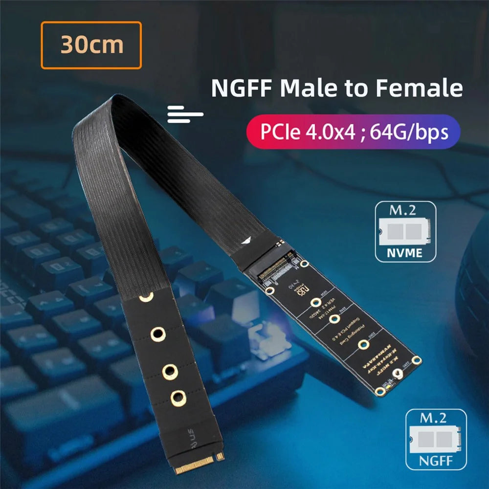EP-050-BK NGFF M-Key NVME Male to Female Extension PCI Express Cable 30cm PCI-E 4.0 for Mainboard SSD 2280 - 3