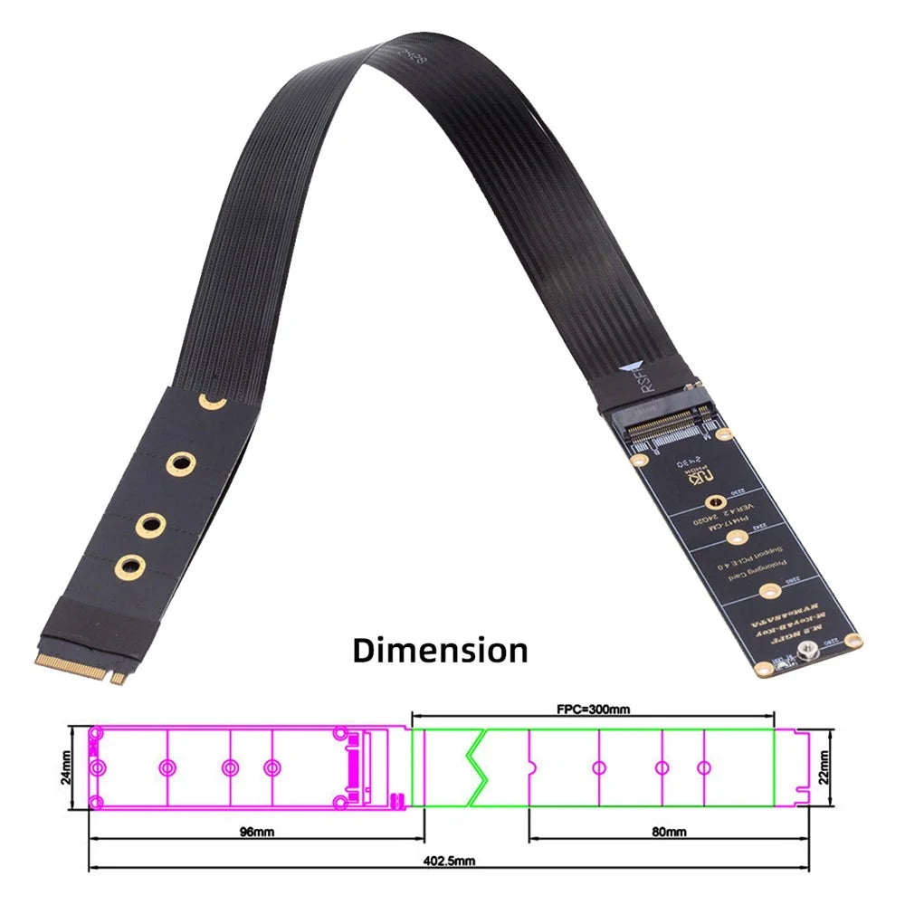 EP-050-BK NGFF M-Key NVME Male to Female Extension PCI Express Cable 30cm PCI-E 4.0 for Mainboard SSD 2280 - 6