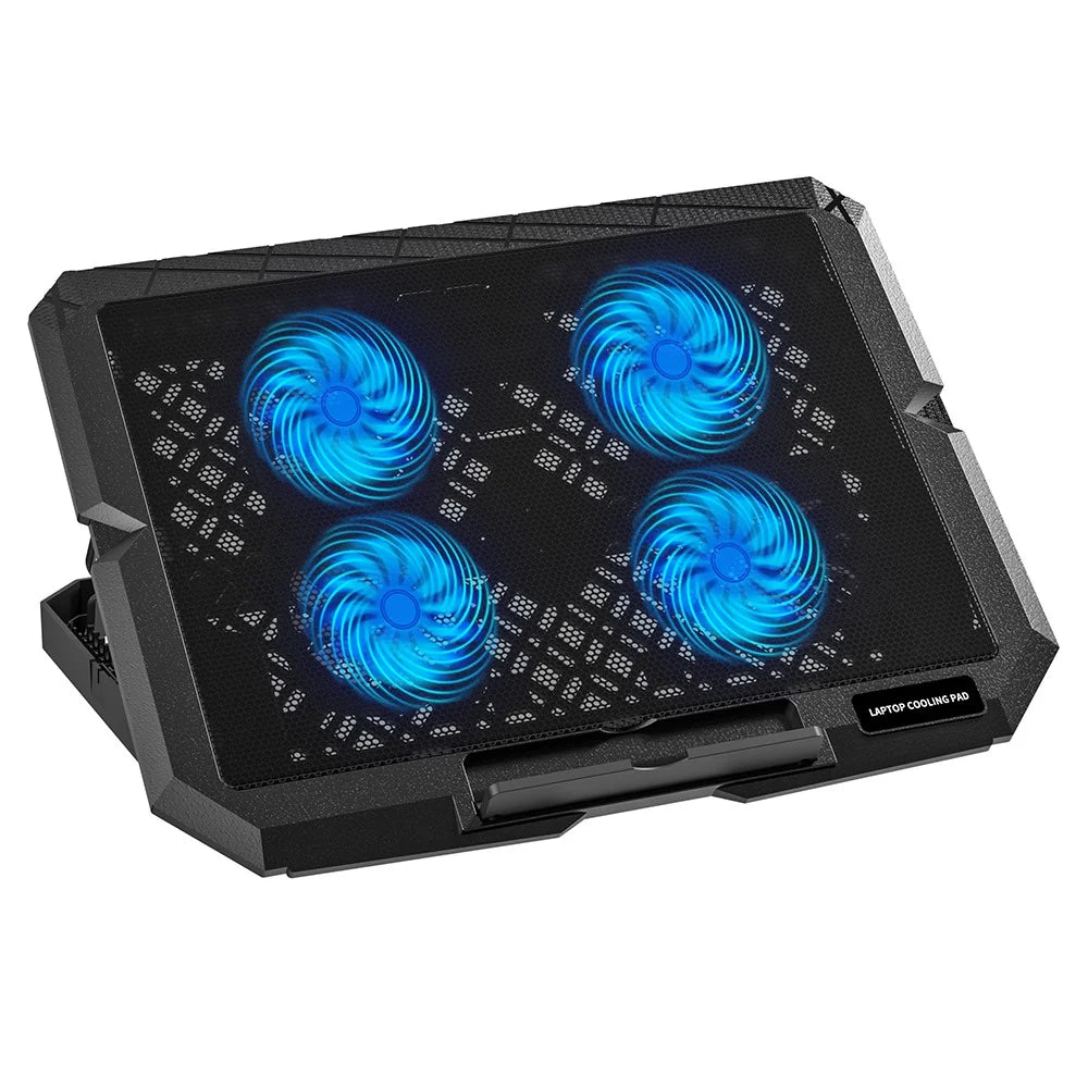 X4 Laptop Cooling Pad 4 Fan Height Adjustable 7 Levels Speed Control Noiseless Stand - 1