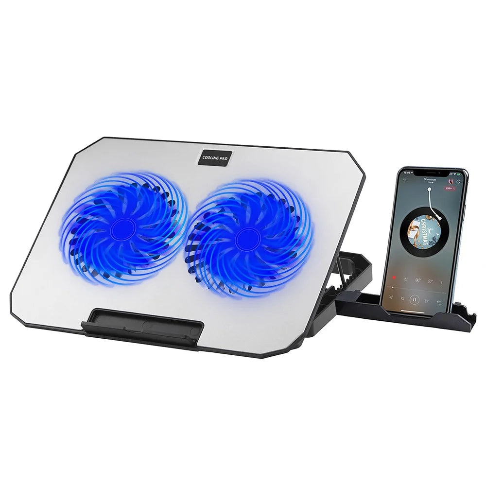 N22 Adjustable Laptop Cooling Stand Phone Holder Portable Notebook Cooler with 2 USB Ports - 1