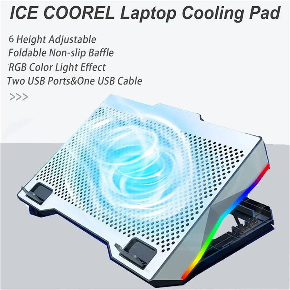 S601 Adjustable Height Gaming Laptop Cooling Pad RGB Light Notebook Cooler with Phone Holder - 3