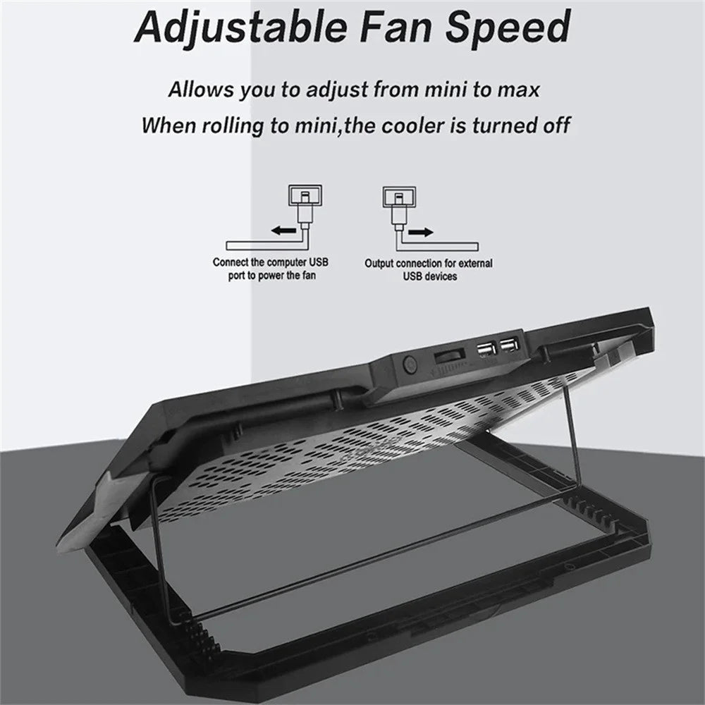 S601 Adjustable Height Gaming Laptop Cooling Pad RGB Light Notebook Cooler with Phone Holder - 5