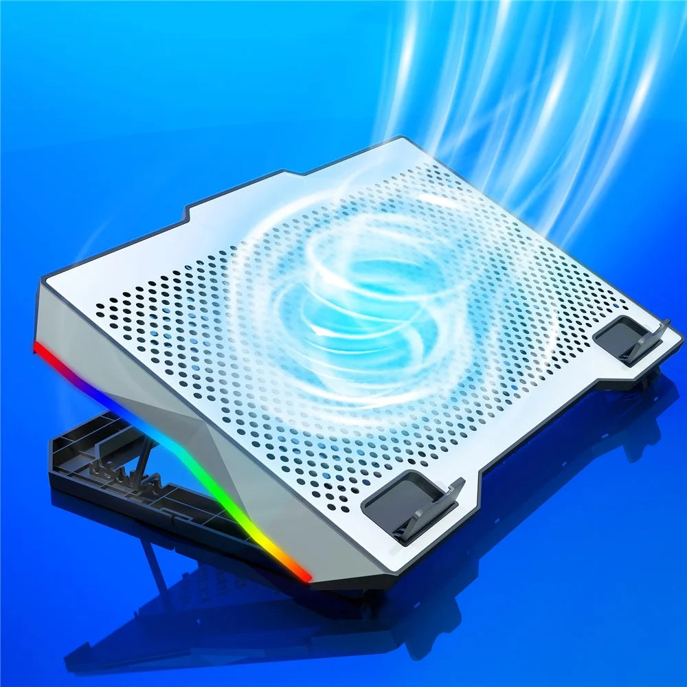 S601 Adjustable Height Gaming Laptop Cooling Pad RGB Light Notebook Cooler with Phone Holder - 6