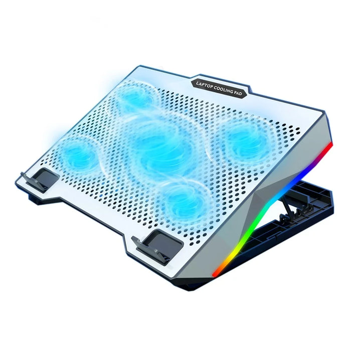 S605 RGB Light Laptop Cooling Pad Height Adjustable Gaming Notebook Cooler with Phone Holder - 2