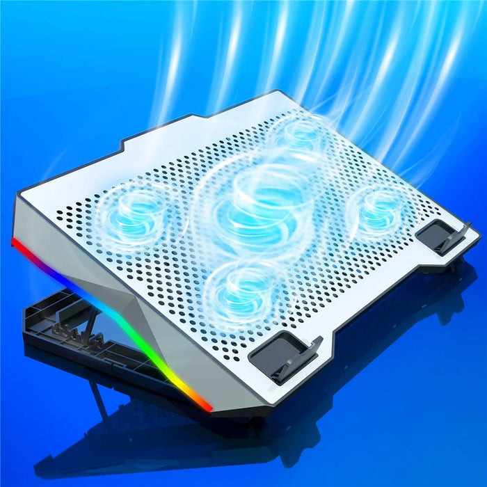 S605 RGB Light Laptop Cooling Pad Height Adjustable Gaming Notebook Cooler with Phone Holder - 3