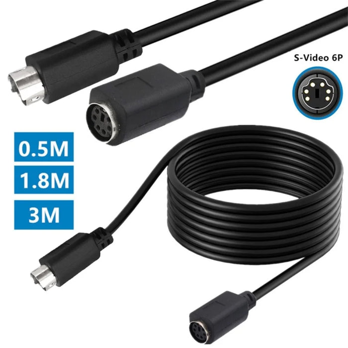 Mini DIN 6 Pin Cable 0.5 Meter Male to Female Straight Head Copper Core Extension Cord - 4