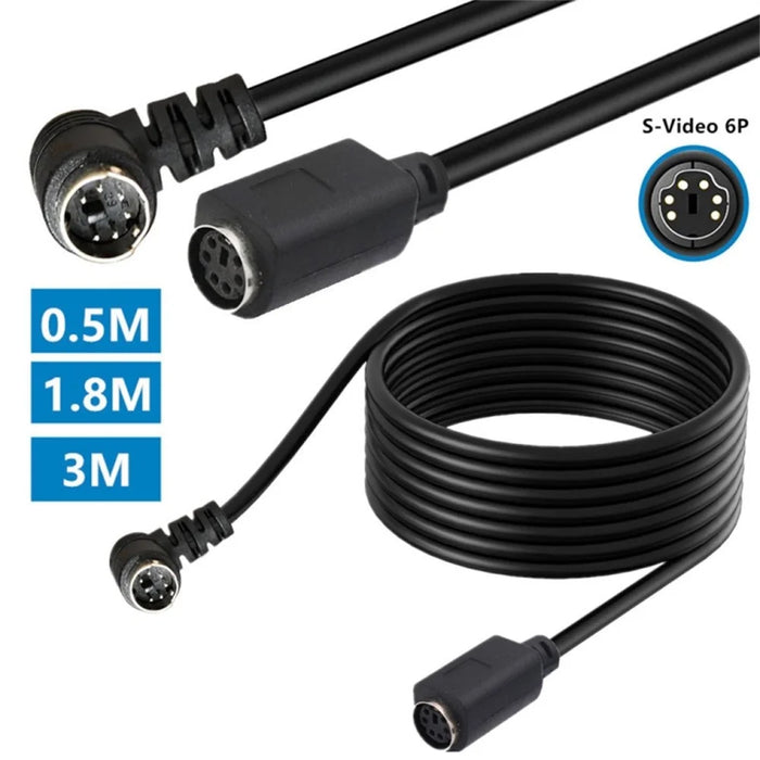 Mini DIN 6 Pin Cable 3 Meter Male to Female Right Angle Connector Copper Core Extension Cord - 4