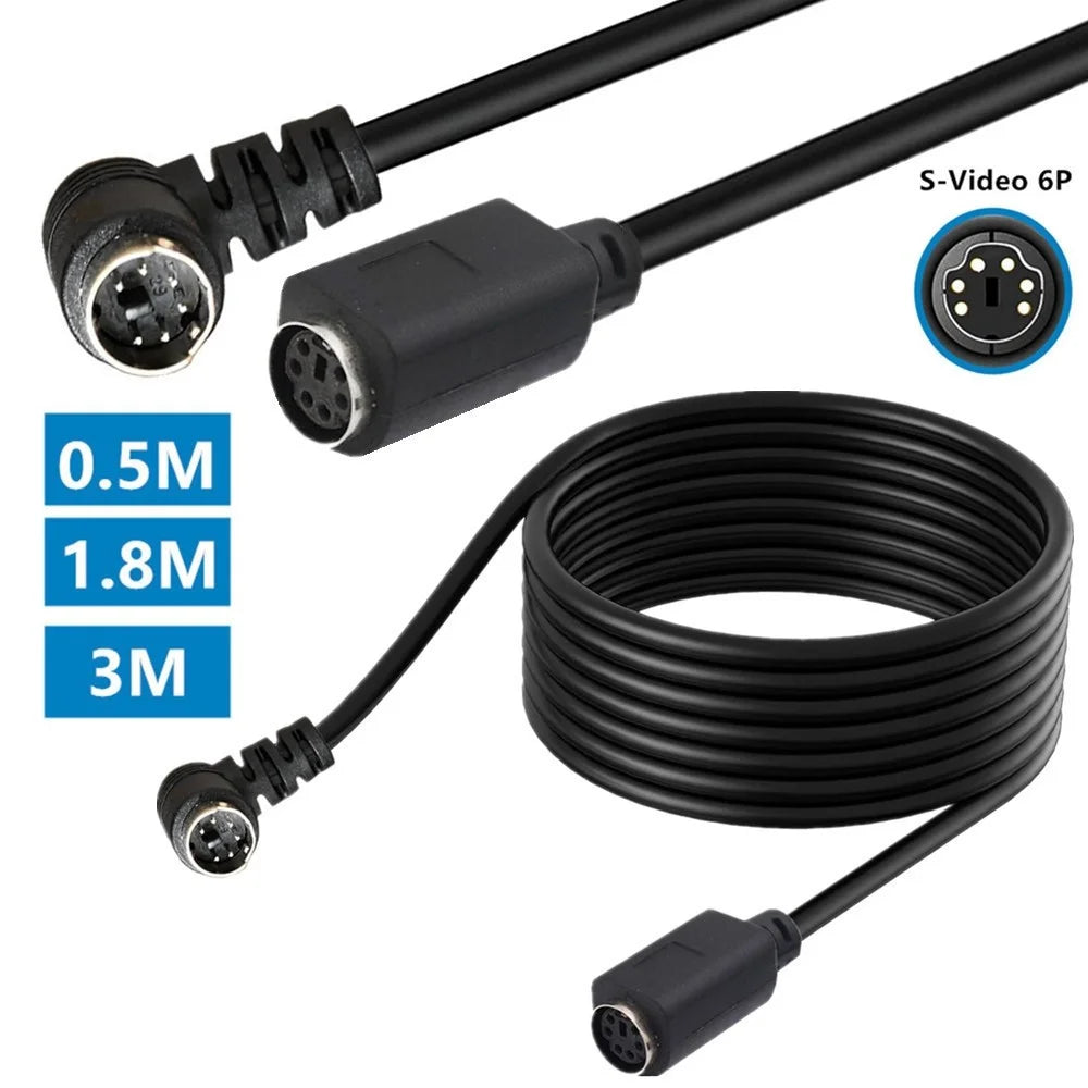 Mini DIN 6 Pin Cable 1.8 Meter Male to Female Right Angle Connector Copper Core Extension Cord - 4
