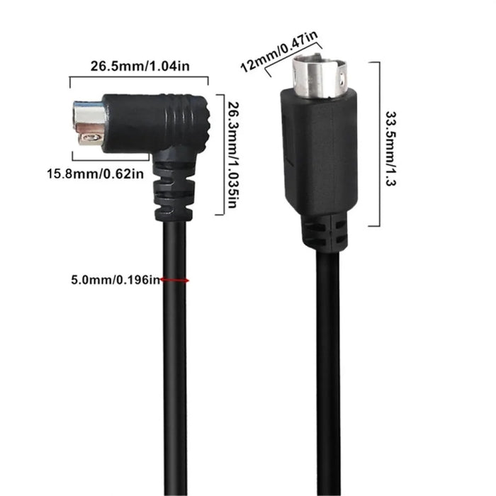 Mini DIN 6 Pin Cable 3 Meter Male Right Angle to Male Straight Connector Copper Core Extension Cord - 5