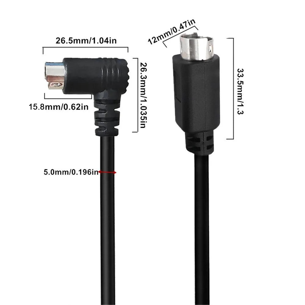 Mini DIN 6 Pin Cable 1.8 Meter Male Right Angle to Male Straight Connector Copper Core Extension Cord - 5