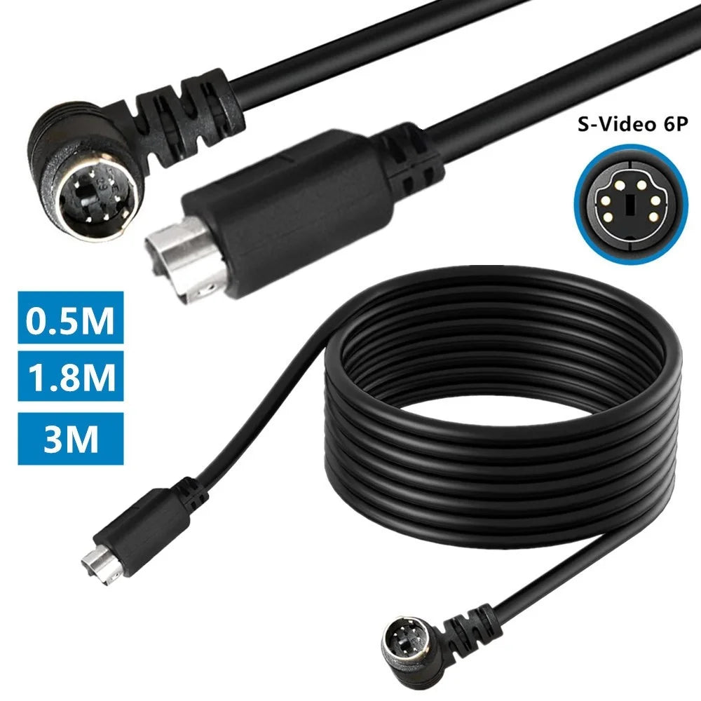 Mini DIN 6 Pin Cable 0.5 Meter Male Right Angle to Male Straight Connector Copper Core Extension Cord - 4