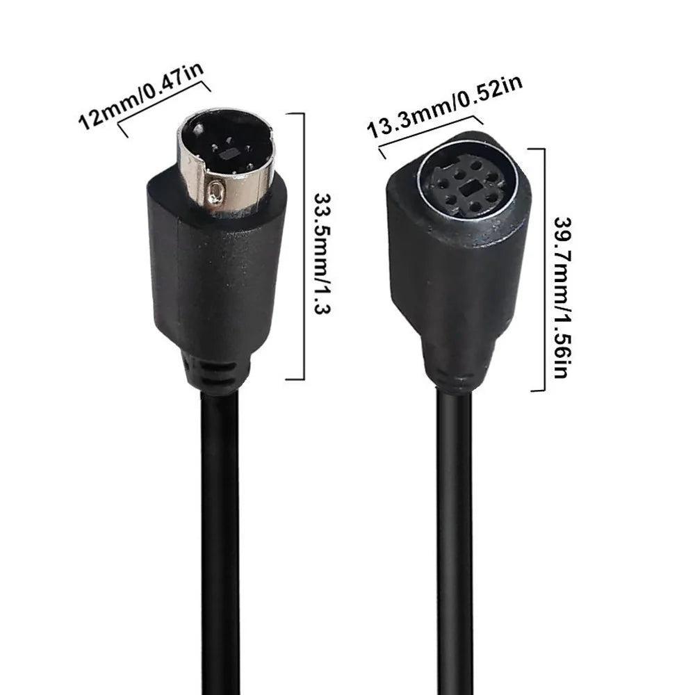 Mini DIN 7 Pin Cable 3 Meter Male to Female Straight Connector Copper Core Extension Cord - 6