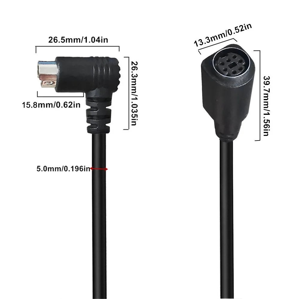 Mini DIN 7 Pin Cable 3 Meter Male to Female Right Angle Connector Copper Core Extension Cord - 6