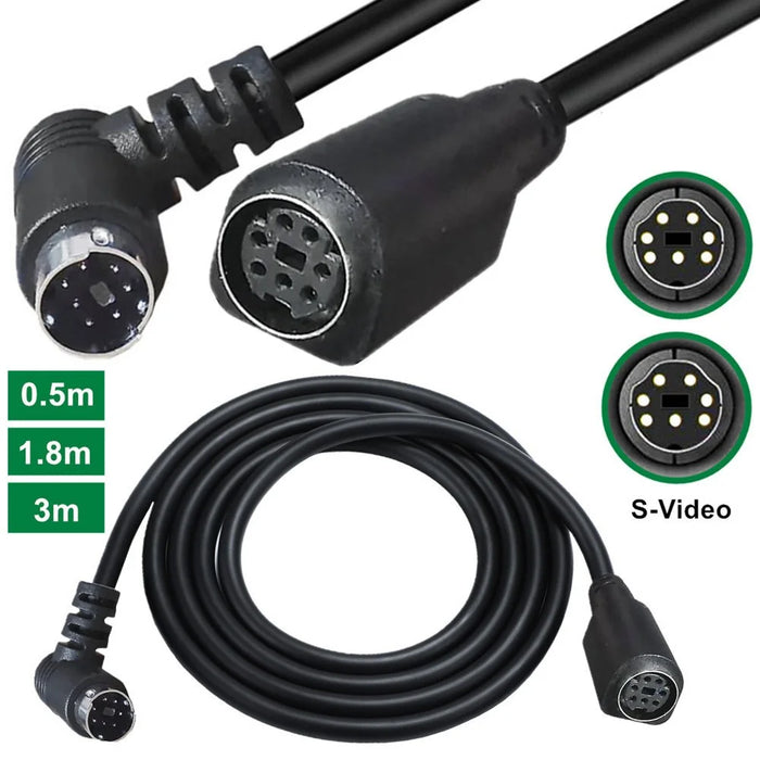 1.8m Mini DIN 7 Pin Cable Elbow Male to Female Computer Game System Extension Cord - 5