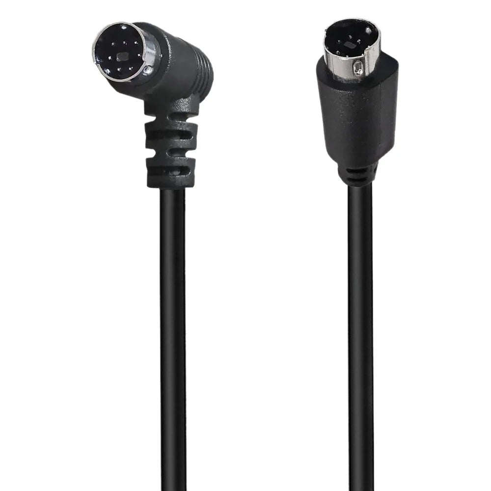 0.5m Mini DIN 7 Pin S-Video Cable Straight Male to Elbow Male Audio Video Transfer Cord - 1