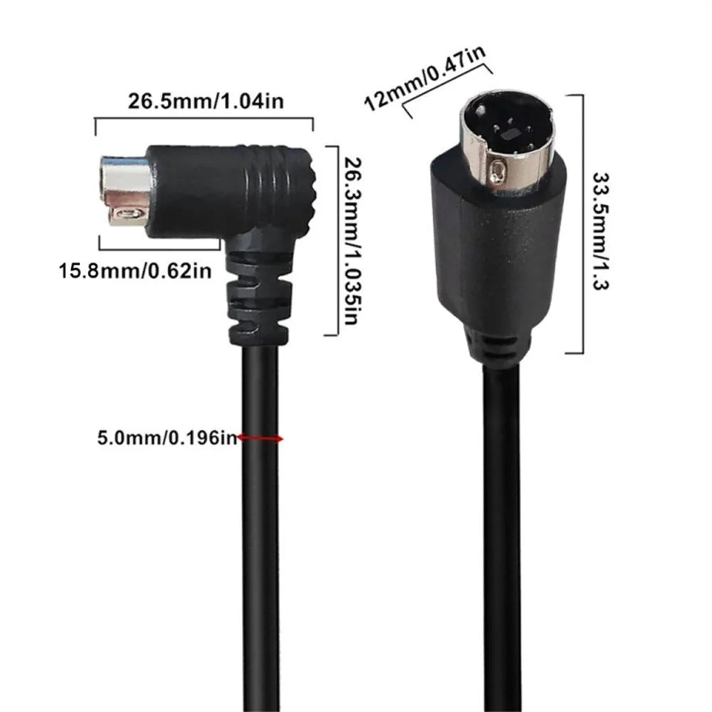 0.5m Mini DIN 7 Pin S-Video Cable Straight Male to Elbow Male Audio Video Transfer Cord - 6