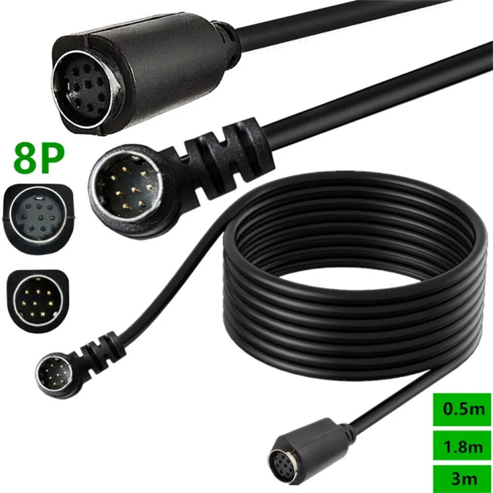 3m DIN 8 Pin Male to Female S Video Cable Angled Connector Audio Video Cord for Set Top Box - 3