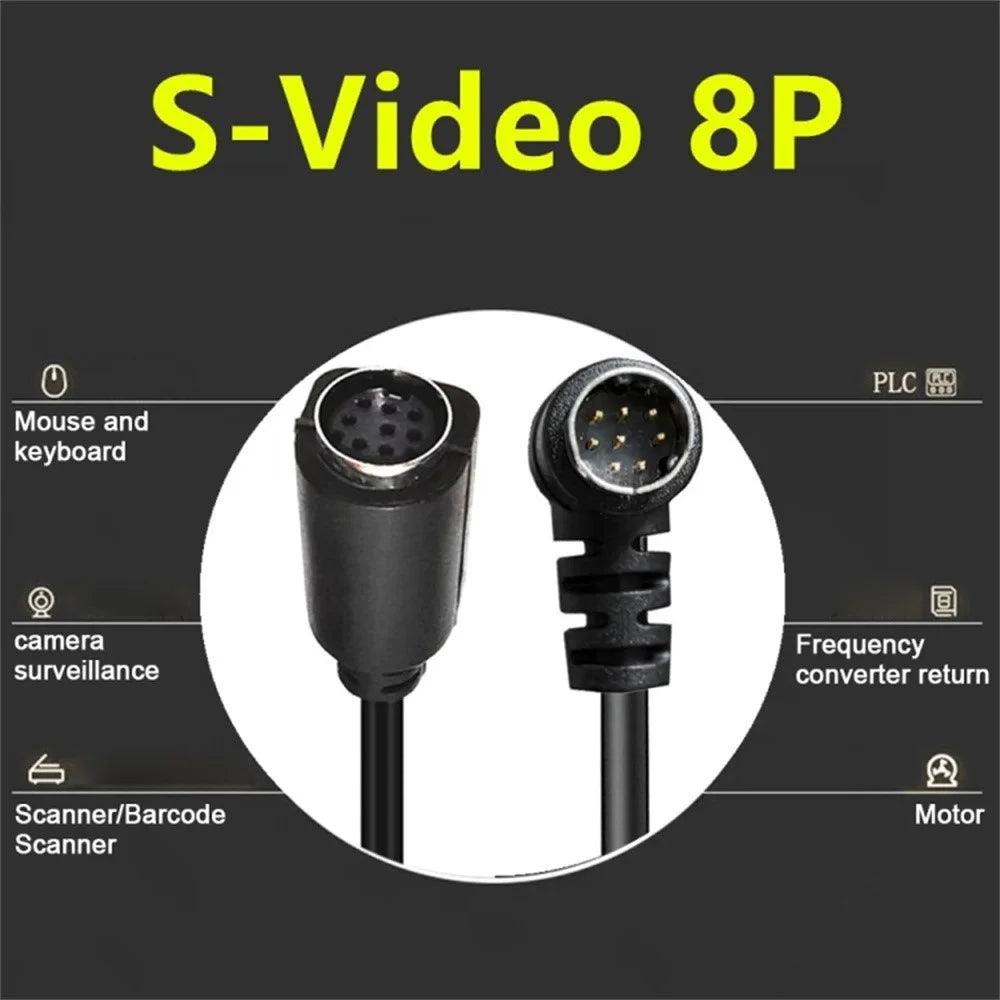 3m DIN 8 Pin Male to Female S Video Cable Angled Connector Audio Video Cord for Set Top Box - 5