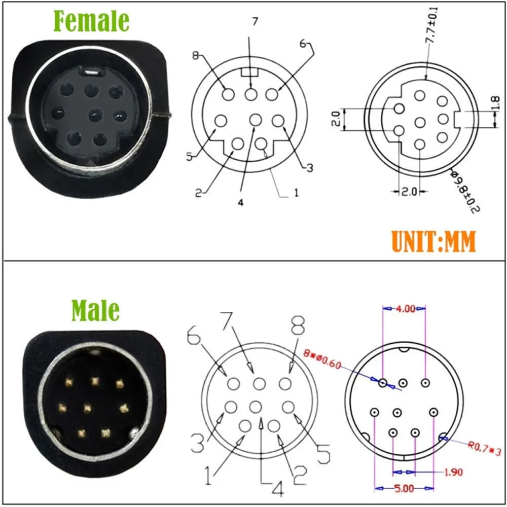 1.8m DIN 8 Pin Male to Female S Video Cable Angled Connector Audio Video Cord for Set Top Box - 4