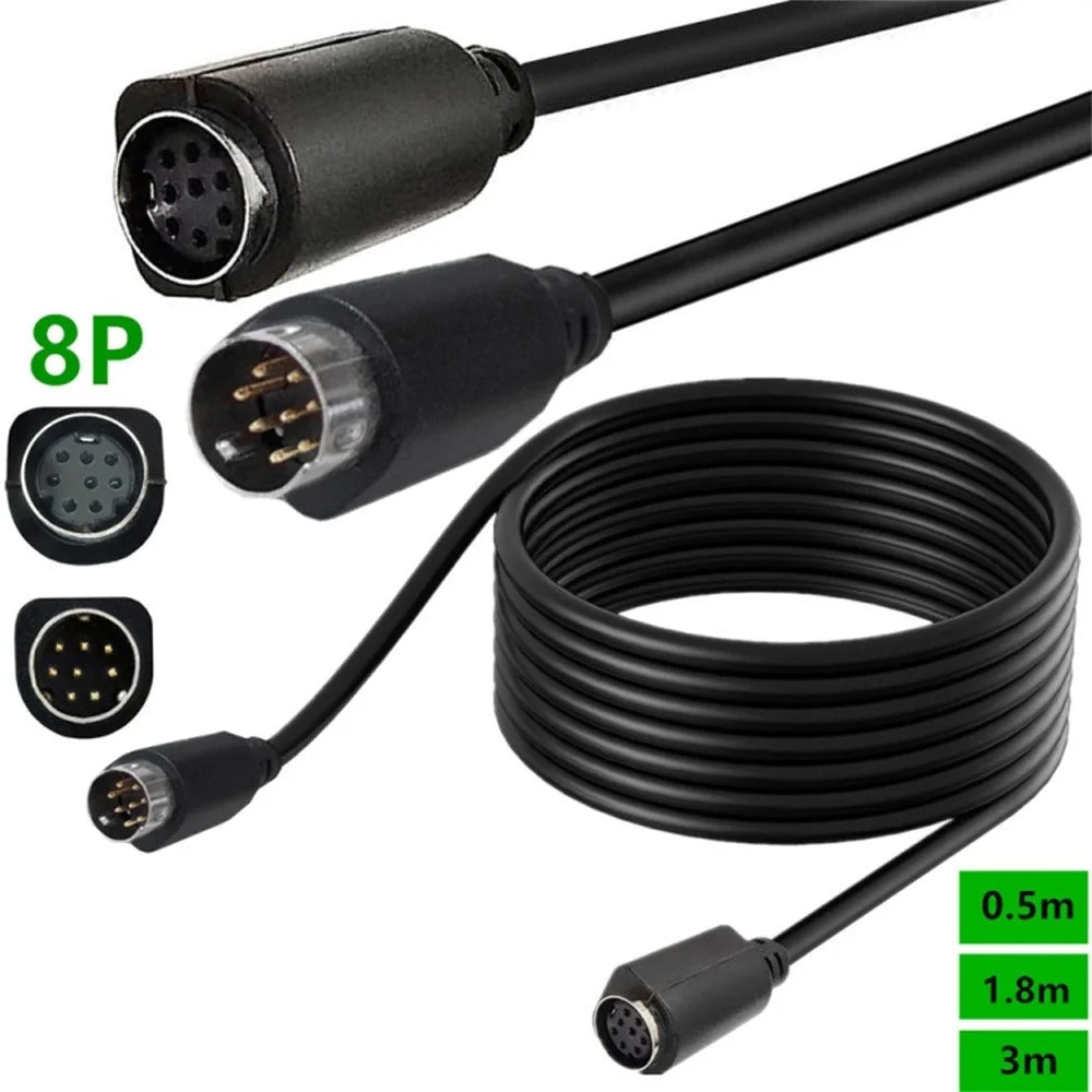 3m S-Video Cable Mini DIN 8 Pin Male to Female Cord for Set Top Box Computer TV Monitor - Black - 3