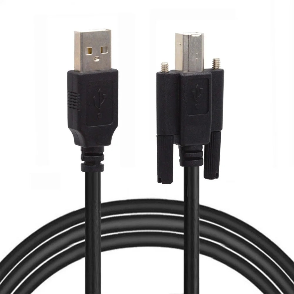 U2-102-1.5M USB 2.0 Type A Male to Type B Thumbscrew Standard Male Mount Panel Type for Industrial Camera Scanner Disk - 1