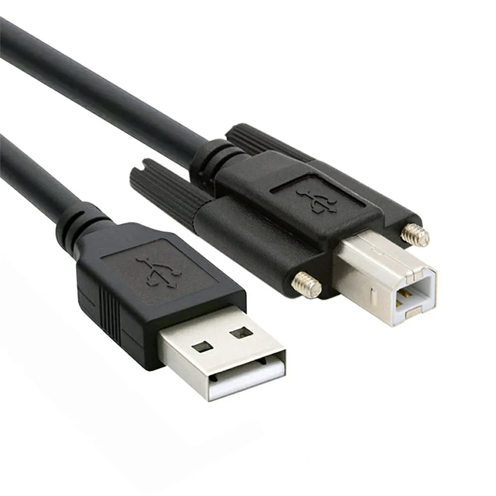 U2-102-1.5M USB 2.0 Type A Male to Type B Thumbscrew Standard Male Mount Panel Type for Industrial Camera Scanner Disk - 2