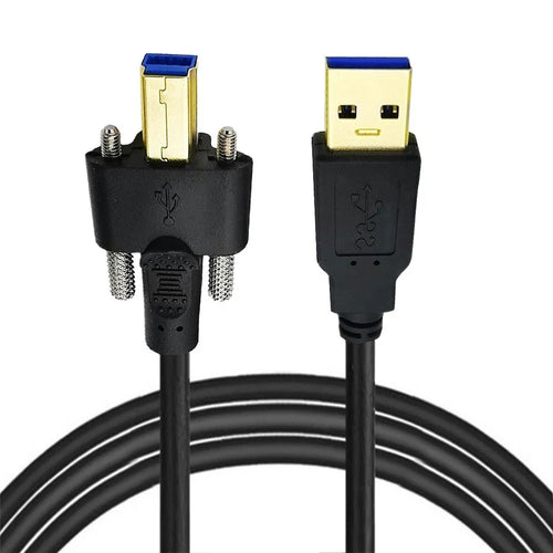 U3-102-2.0M USB 3.0 Type A Male to Type B Thumbscrew Standard Male Mount Panel Type for Industrial Camera Scanner - 1