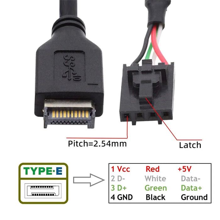 UC-175 30cm USB 3.1 Front Panel Header Male Type E to USB 2.0 Motherboard 4 Pin IDC Housing with Latch Cable - 3