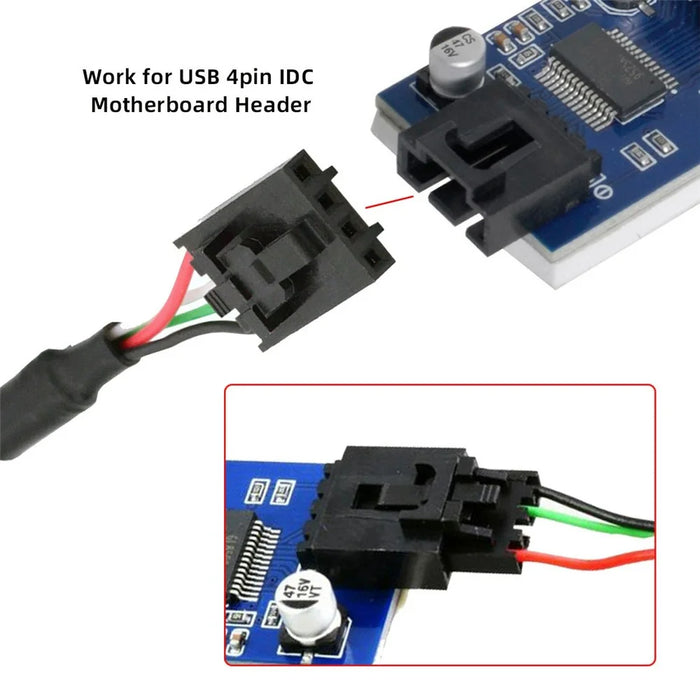 UC-175 30cm USB 3.1 Front Panel Header Male Type E to USB 2.0 Motherboard 4 Pin IDC Housing with Latch Cable - 7
