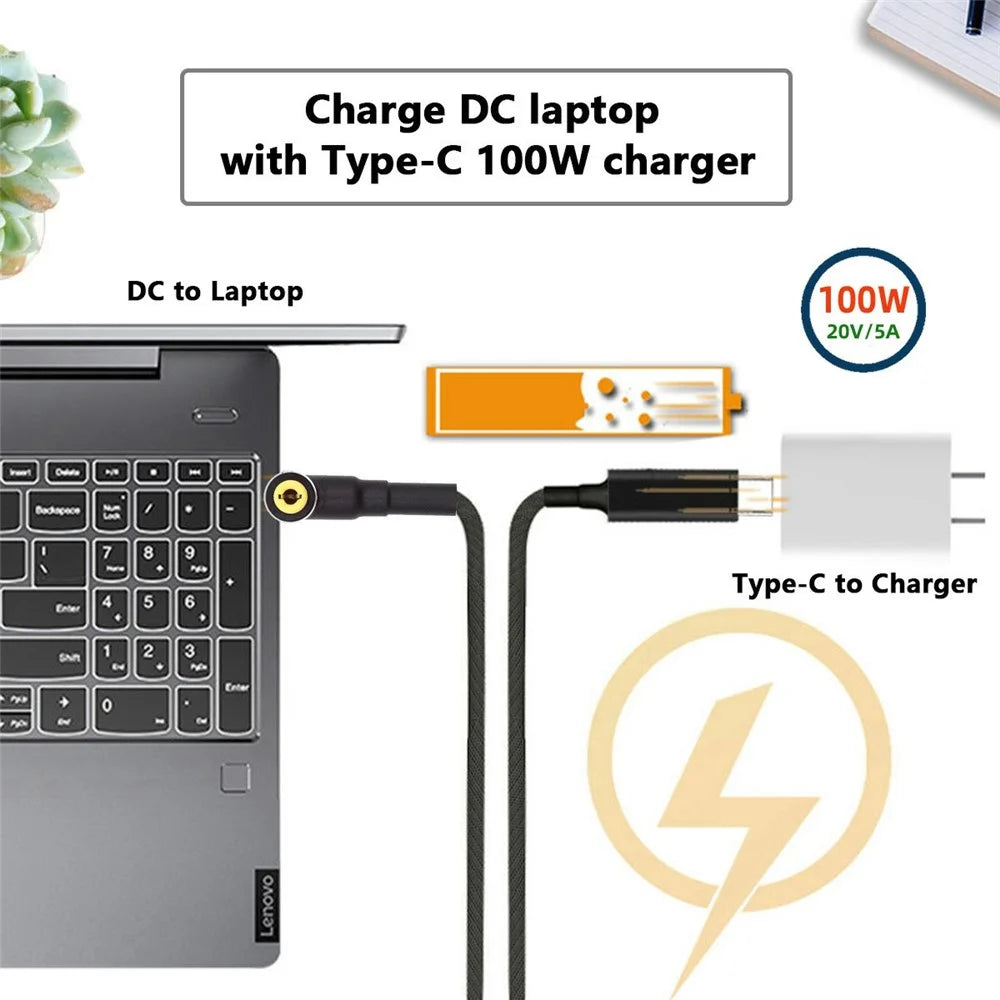 UC-110-5525MM 1.8m USB-C to DC 5.5x2.5mm Cable PD 100W Nylon Braid Charging Cord for Laptop - 4