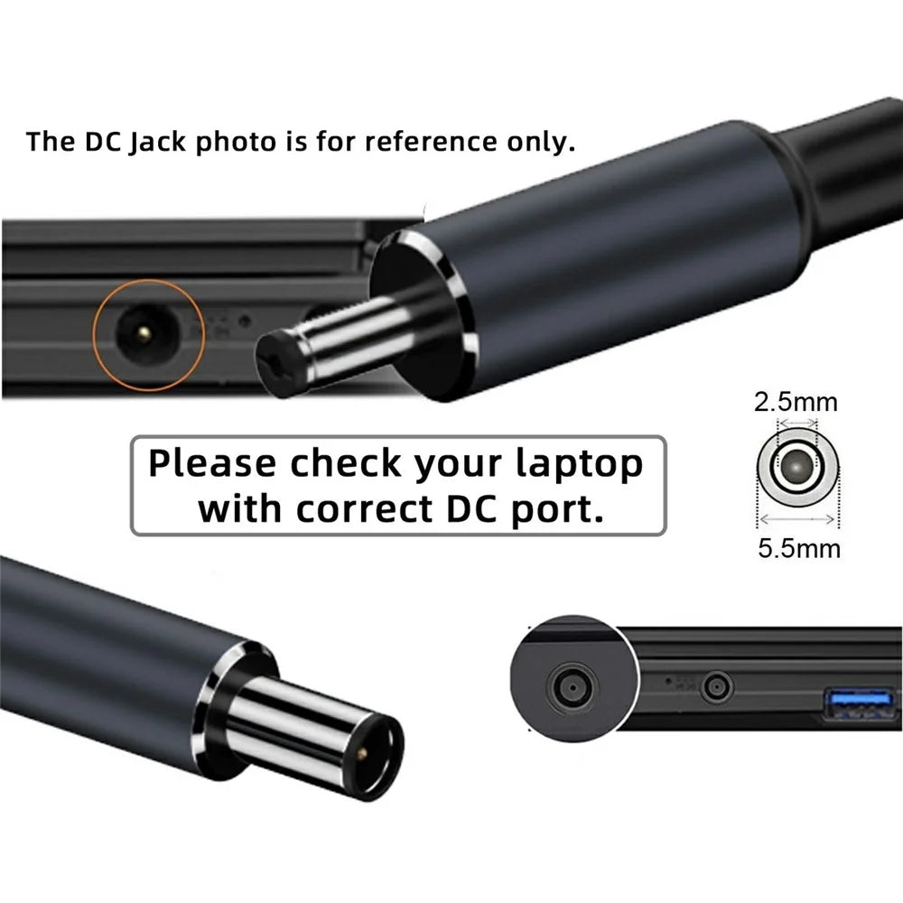 UC-110-5525MM 1.8m USB-C to DC 5.5x2.5mm Cable PD 100W Nylon Braid Charging Cord for Laptop - 7