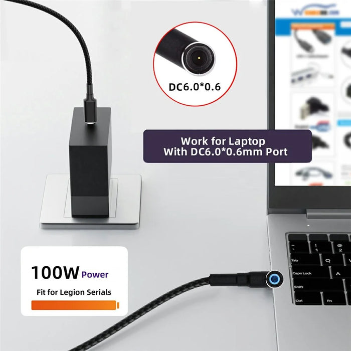 UC-110-6014MM 1.8m USB-C to DC 6.0x1.4x0.6mm PD 100W Fast Charge Cable for Laptop - 5