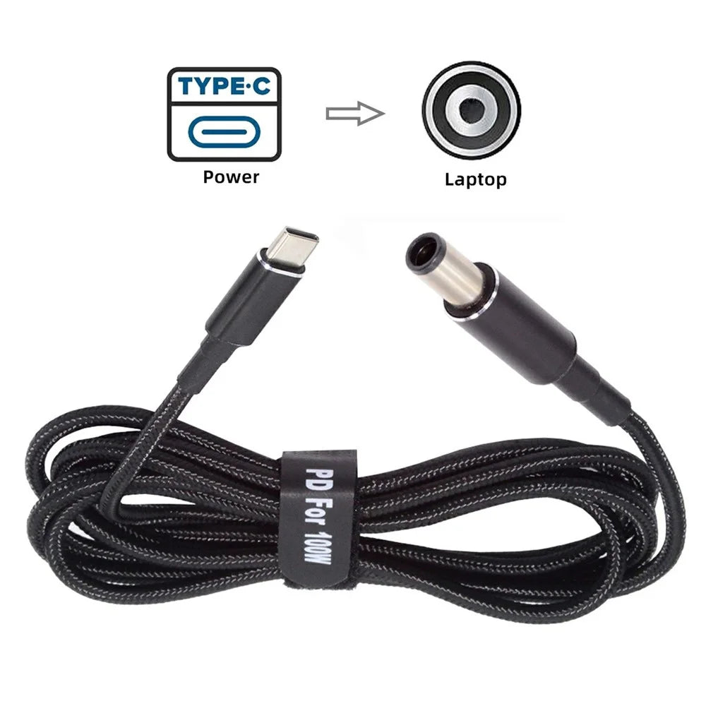 UC-110-7450HP For HP Laptop 1.8m USB-C to DC 7.4x5.0mm Adapter Cable PD 100W Nylon Braided Charge Wire - 7