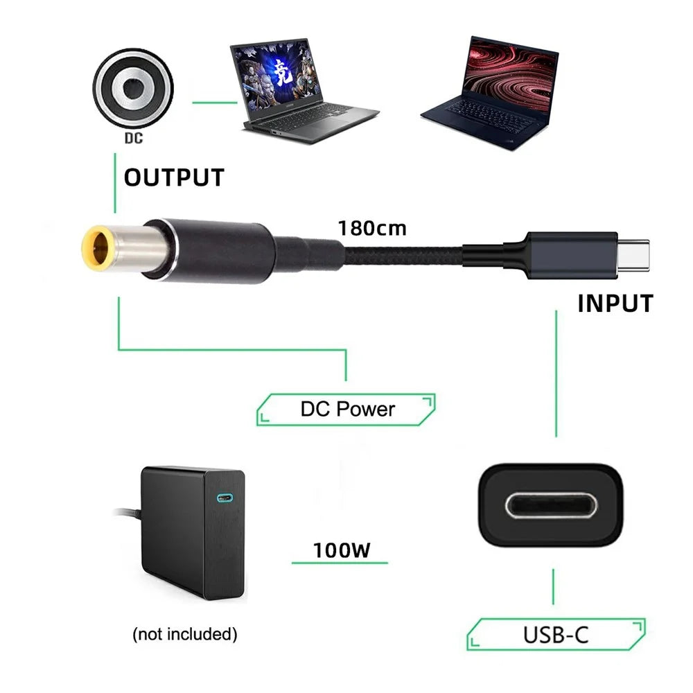 UC-110-7954MM 1.8m USB-C to DC 7.9x5.4mm Cable PD 100W Laptop Charging Cord - 4