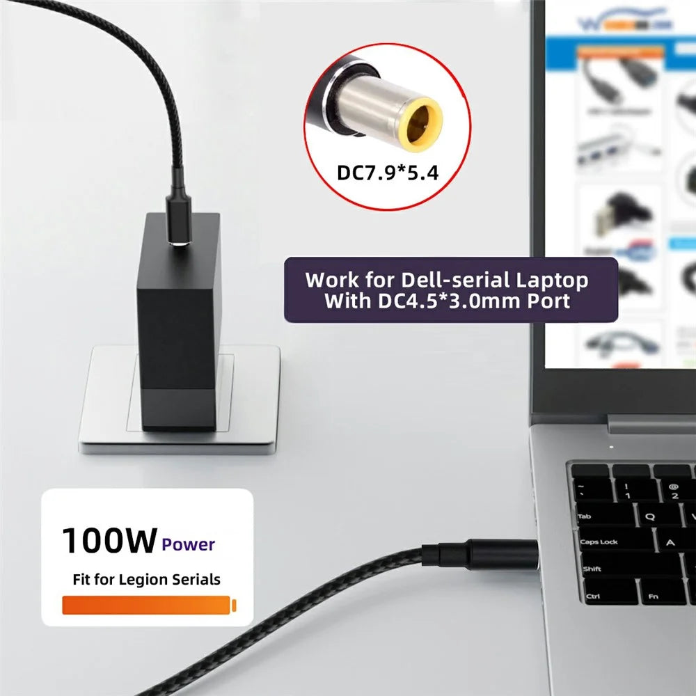 UC-110-7954MM 1.8m USB-C to DC 7.9x5.4mm Cable PD 100W Laptop Charging Cord - 5