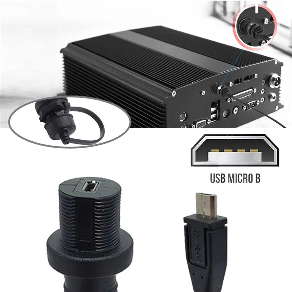 U2-003-1.0M 1m Waterproof 480Mbps Micro USB2.0 5Pin Male to Female Extension Data Power Cable - 5